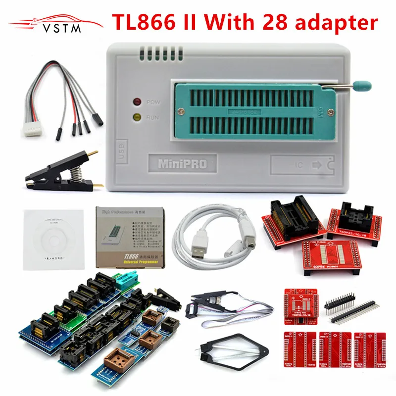Оригинальный Новый TL866II Plus Универсальный программатор Minipro + 28 адаптеров тестовый