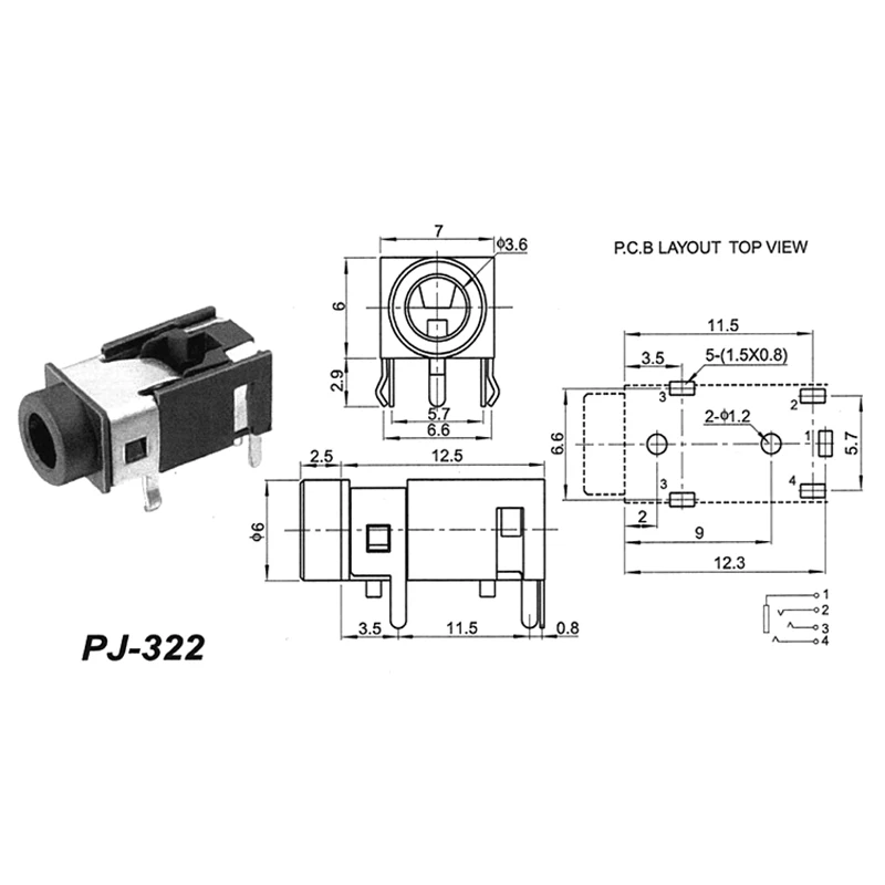 100pcs 3 5mm Jack Headphone Connector 5 feet Plug 3 5 Headset Jack Audio Adapter PJ 322