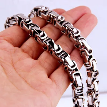 

5/6/8mm Custom Length 7"-40" Hot Selling Silver Color Byzantine Box Mens Chain Boys Stainless Steel Necklace Fashion Jewelry