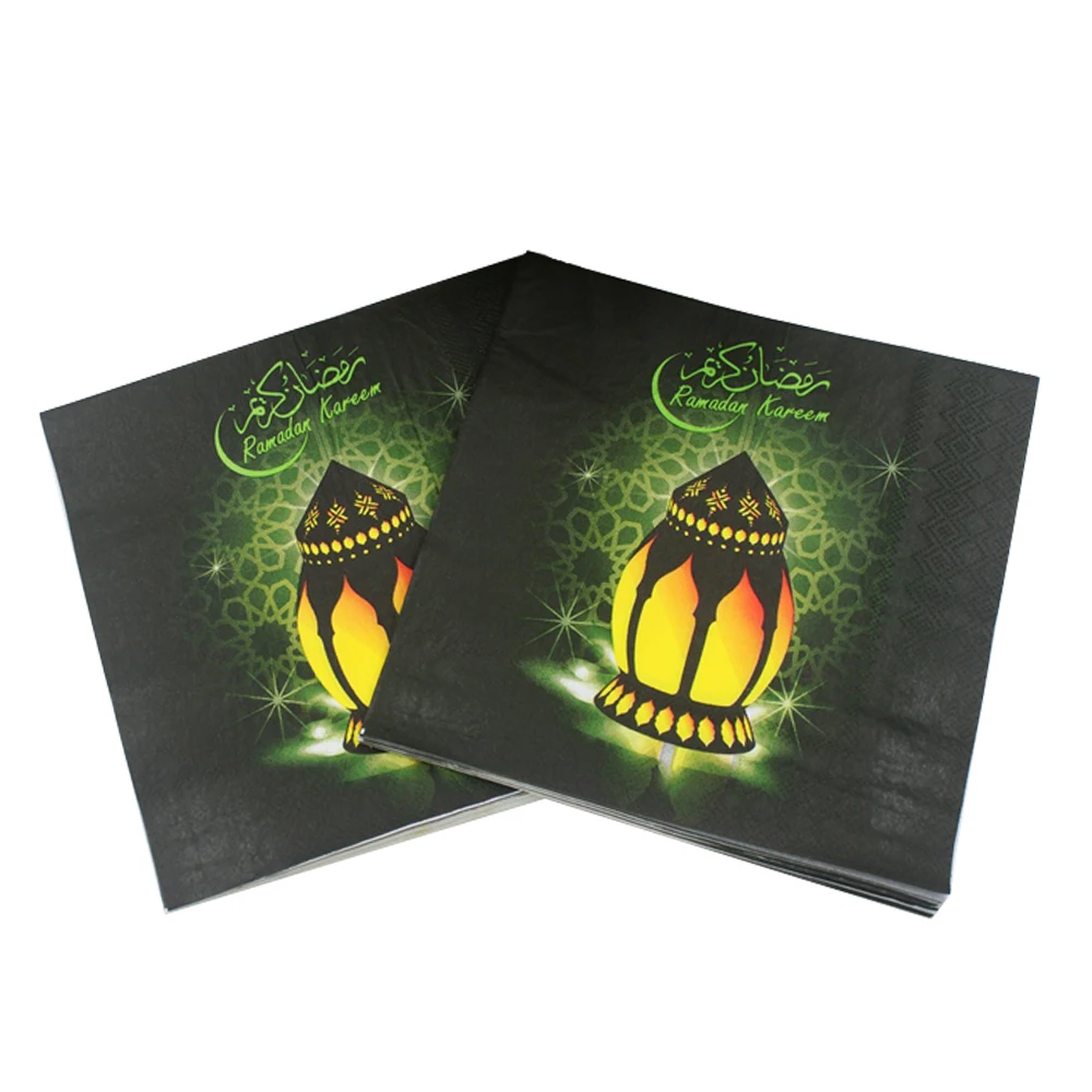 

[RainLoong] Ramadan Kareem Paper Napkin With Lamp Print Islamic Month For Muslim Eid al-Fitr 33*33cm