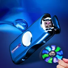 Без газа Зажигалка для сигар пальчиковая игрушка Gyro Flash Tri-Spinner Электронная сигарета ручной Спиннер usb зарядка зажигалки