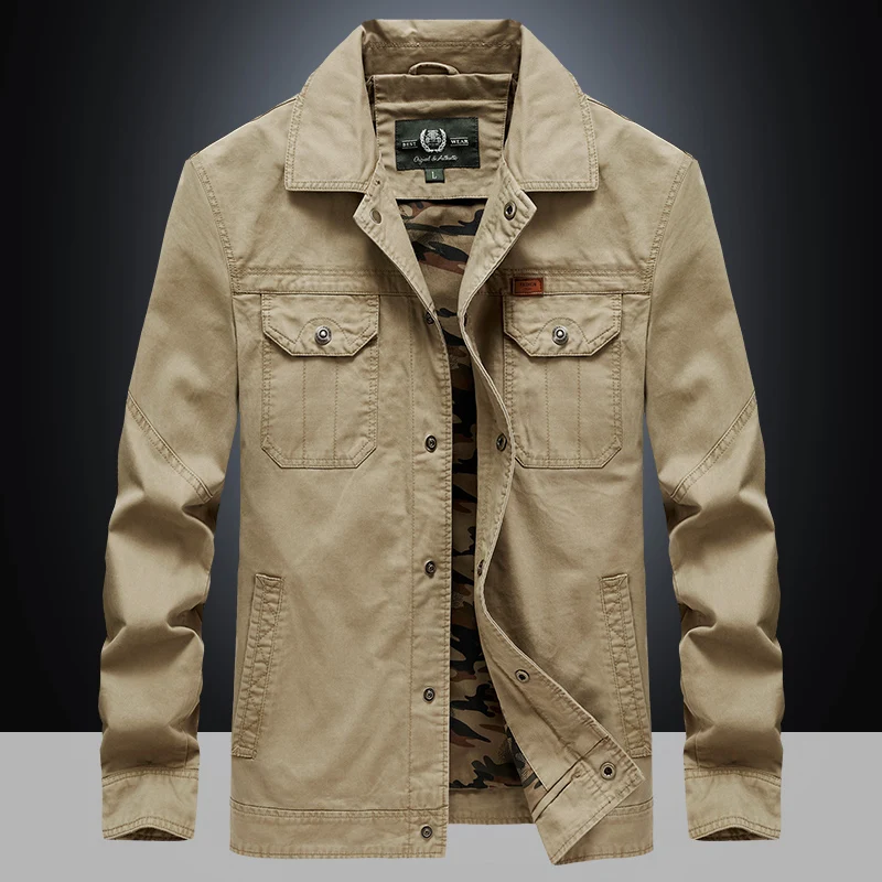 

Military Men's Jackets & Coats Camouflage Liner Turn-down Collar Safari Style Windbreakers Brand Bomber Jacket Men Plus Size 4XL