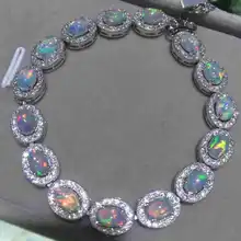 Браслет с натуральным разноцветным опалом, браслет с натуральным драгоценным камнем, браслет из серебра 925 пробы, классический элегантный роскошный круглый женский ювелирный браслет