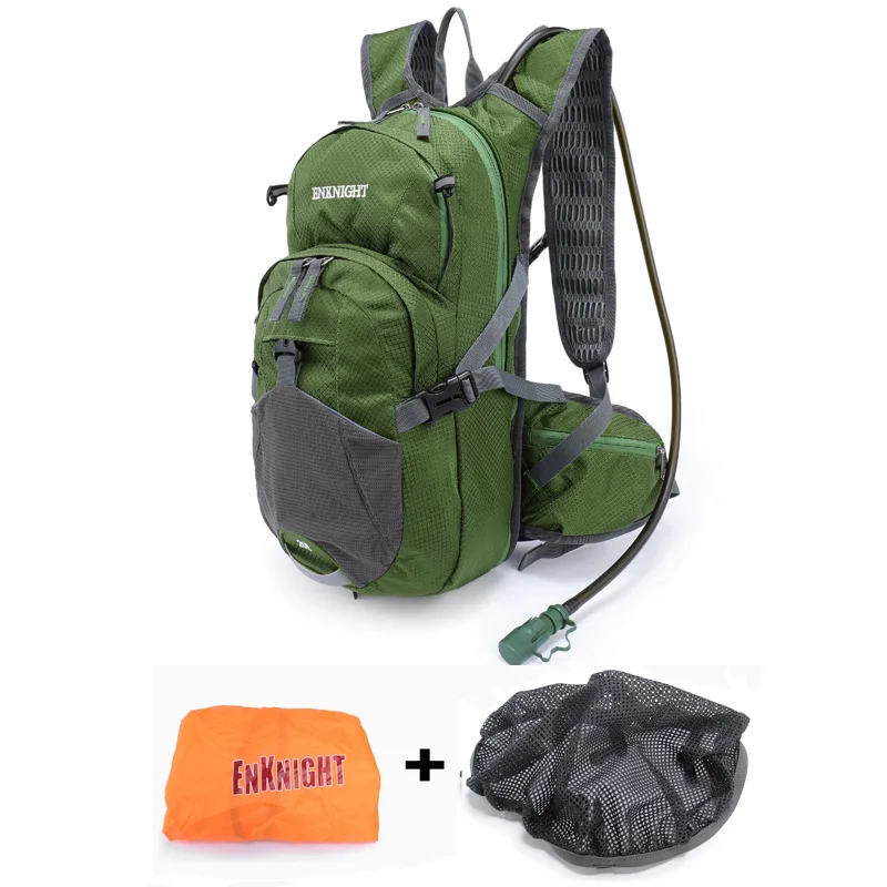 ENKNIGHT 20L Hydration Pack Waterproof Cycling Backpack Hiking Traveling Bag Running Adventure Professional Sports Bladder Gifts - Цвет: green with 2