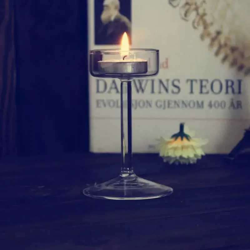 

Size Party Classical Goblet Designed Glass Candle Stands Romantic Candle Holder Creative Light Hanging for Candleholders
