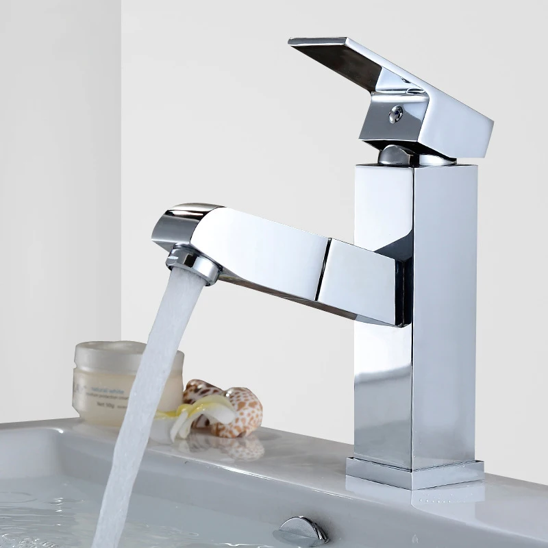Pull out faucet Design Chrome Basin for Washing Hair and Face Polished