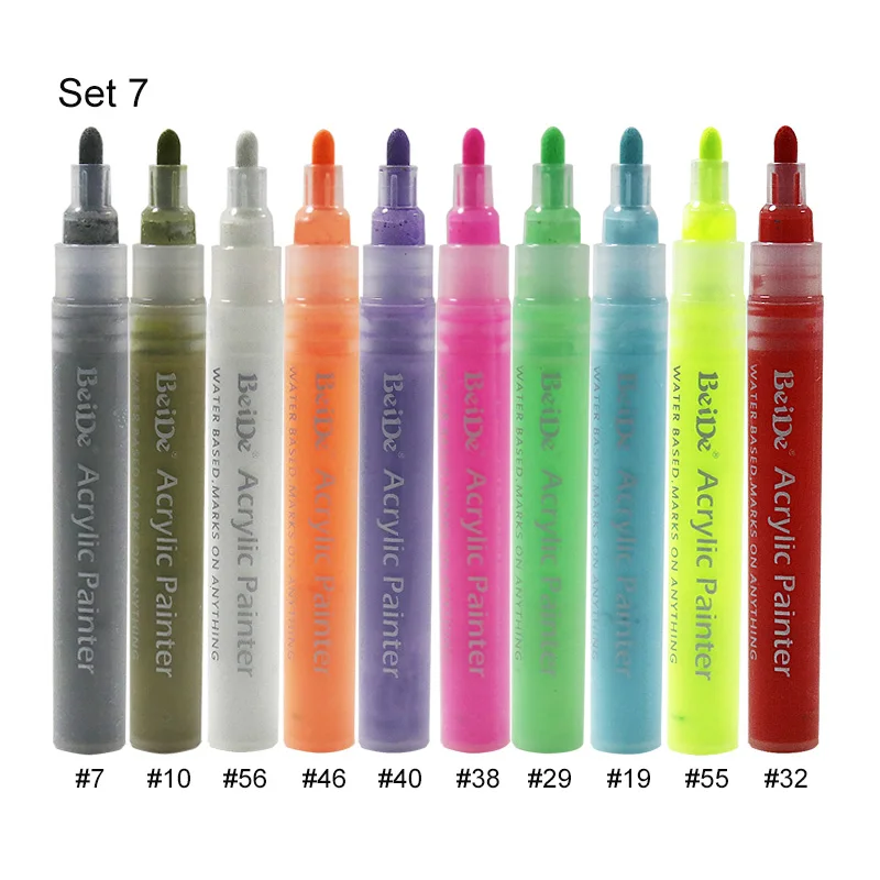 Акриловая краска маркер 5 мм нетоксичный без кислоты быстросохнущая краска на водной основе ручка - Цвет: set 7