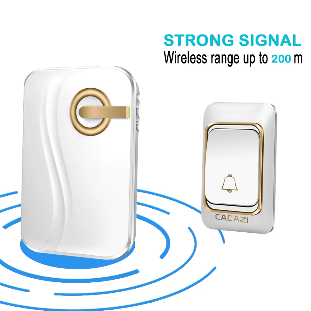 CACAZI Wireless Doorbell DC battery-operated 200M remote waterproof 1 transmitter 1 receiver 36 rings door chime Cordless Bell CACAZI Wireless Doorbell DC battery-operated 200M remote waterproof 1 transmitter 1 receiver 36 rings door chime Cordless Bell