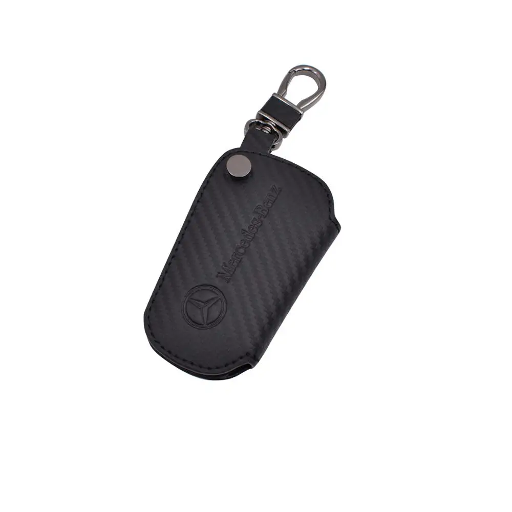 

for Mercedes-Benz Genuine Leather Keychain Men Women Key Holder Pouch Split Car Key Bag Wallet Housekeeper Key Case Card Bag