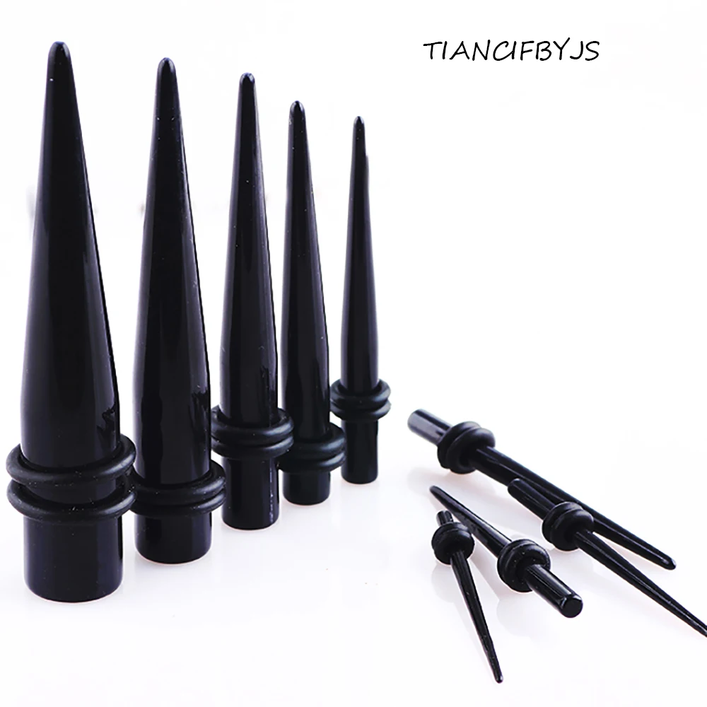 

TIANCIFBYJS Mix 100PS Bulk Lot Ear Tapers Stretcher Spike uv Acrylic black Ear Expander Kit Plug Tunnel Set 1.6-10mm Piercing