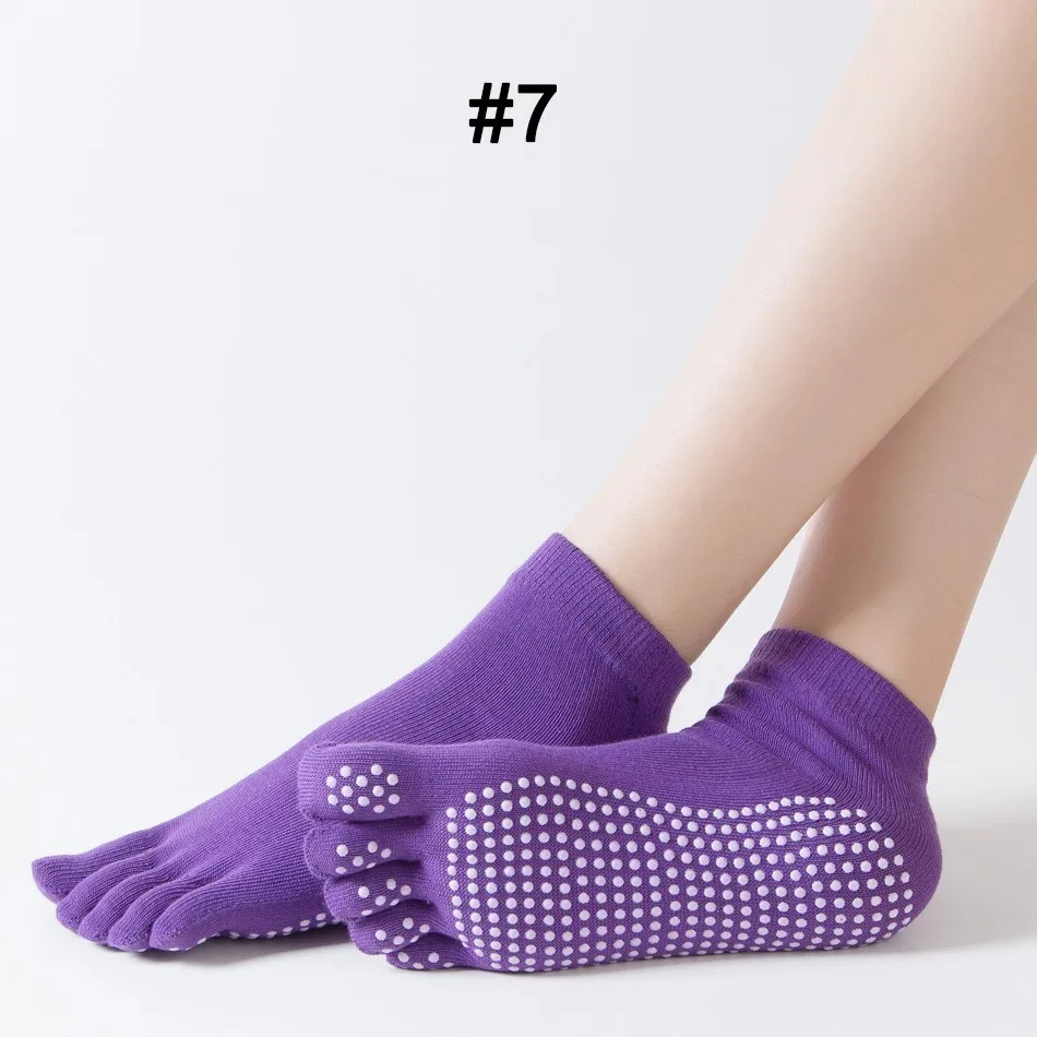 REXCHI 1 пара женские спортивные носки для йоги пять пальцев тапочки Нескользящие женские носки для пилатеса балетный каблук профессиональная защитная накладка для танцев - Цвет: Purple