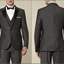 Индивидуальный заказ боковое отверстие жениха смокинги/темно-серый Лучший человек пик лацкан друг жениха Мужские свадебные костюмы/Жених(куртка+ брюки+ жилет