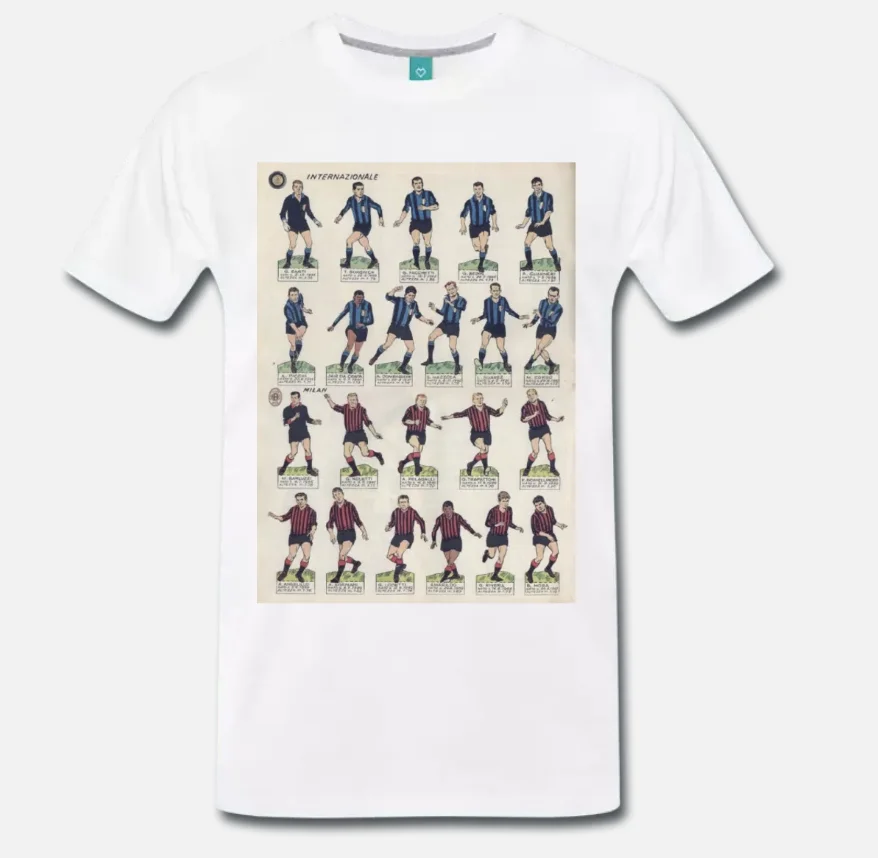 

T-SHIRT MEME RIVERA MILAN MAZZOLA INTER FIGURINE CALCIO VINTAGE 1965 - 1
