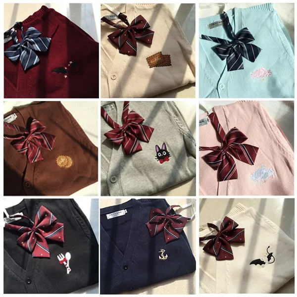 Милые конфеты вышивка японский JK Униформа-матроска свитер длинный рукав кардиган косплей толстый зимний