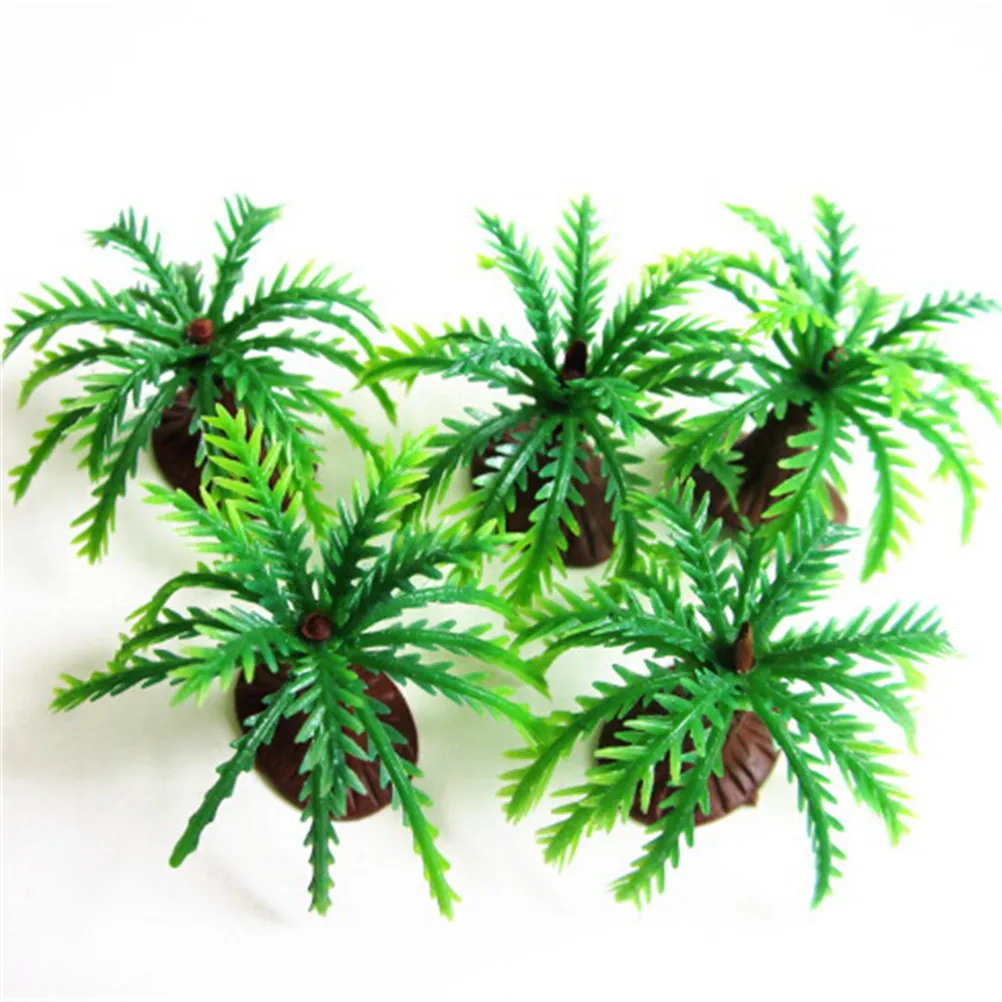 

10pcs New Mini Landscape Model Palms Tree Fish Tank Decoration Aquatic Plants Green Coconut Green Scenery kids toy