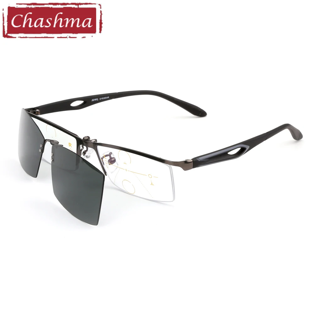 Chashma бренд Verifocal очки мужские полуоправа магнит оптические очки прогрессивные линзы очки для чтения с магнитными зажимами