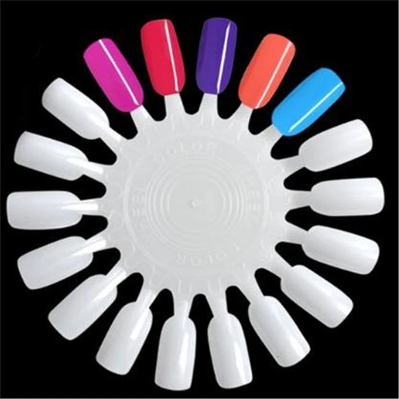 

Round Shape Nail Art Showing Shelf Nail Gel Polish Display Color Chart Manicure Practice False Nail Tips Tools White Clear Color