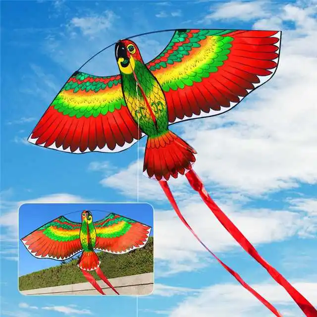 Красные попугаи кайт одиночный ветерок открытый Летающий Забавный Спорт для детей