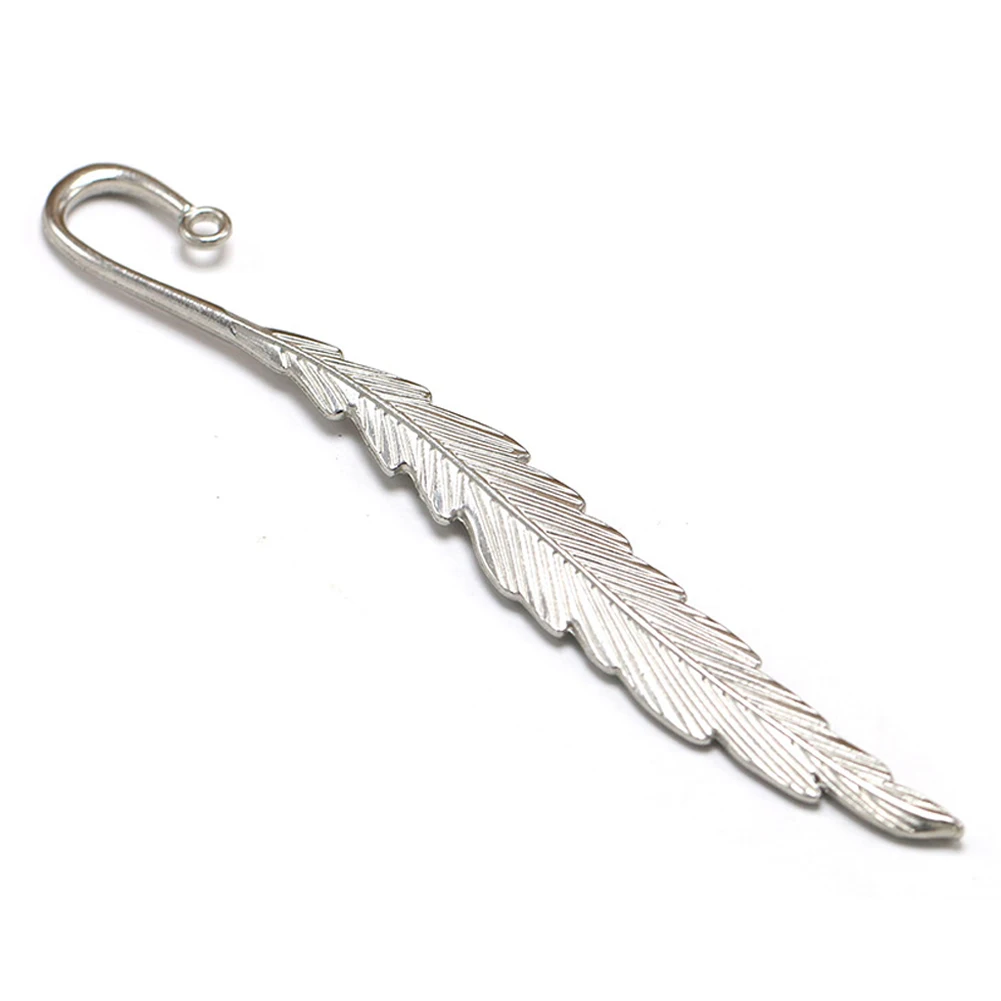 

2PCS Page Marker Unique Gift Office School Exquisite Pendant Feather Alloy Bookmark Retro