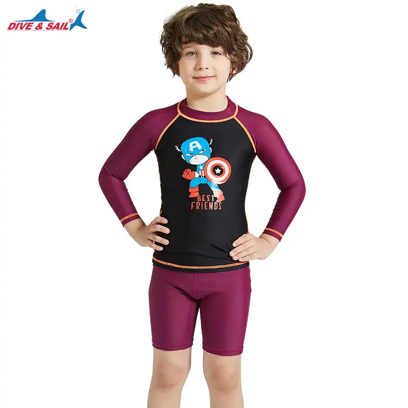 Dive & Sail Boys' Rashguard Set 2 piece with UPF 50+ Sun Protection