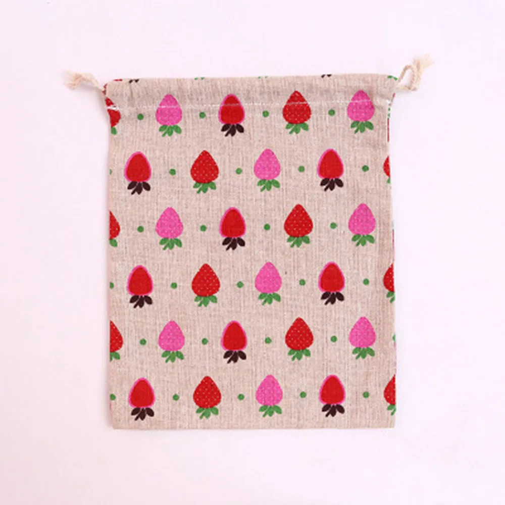 S strawberry 1 шт Фламинго клубника узор ручной работы хлопок Льняная сумка для хранения упаковки сумка для путешествий женская маленькая тканевая сумка - Цвет: S strawberry
