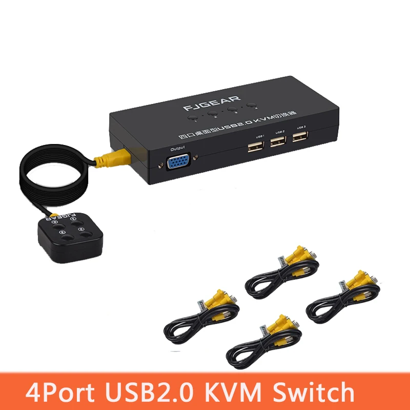 4 port Kvm switch With Desktop Controller Switch multiple computers share USB device monitor Send Connector 1