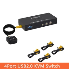 4 порта Kvm переключатель с рабочего стола контроллера переключатель разных компьютеров USB устройства монитор отправить соединительный кабель с разъемом кабеля FJ-401UK