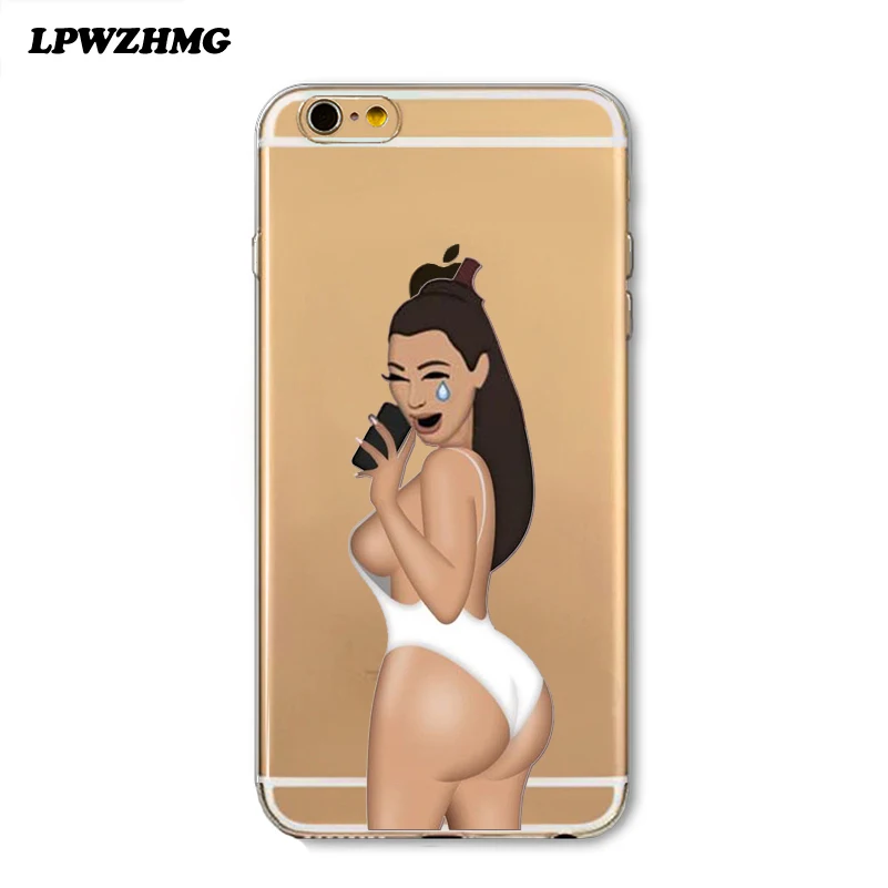 Funny Soft Clear Cases for Mobile Phone Kim Kardashian Crying Face Emoji Case Iphone 5s 6 7 Ultrathin TPU Shell |