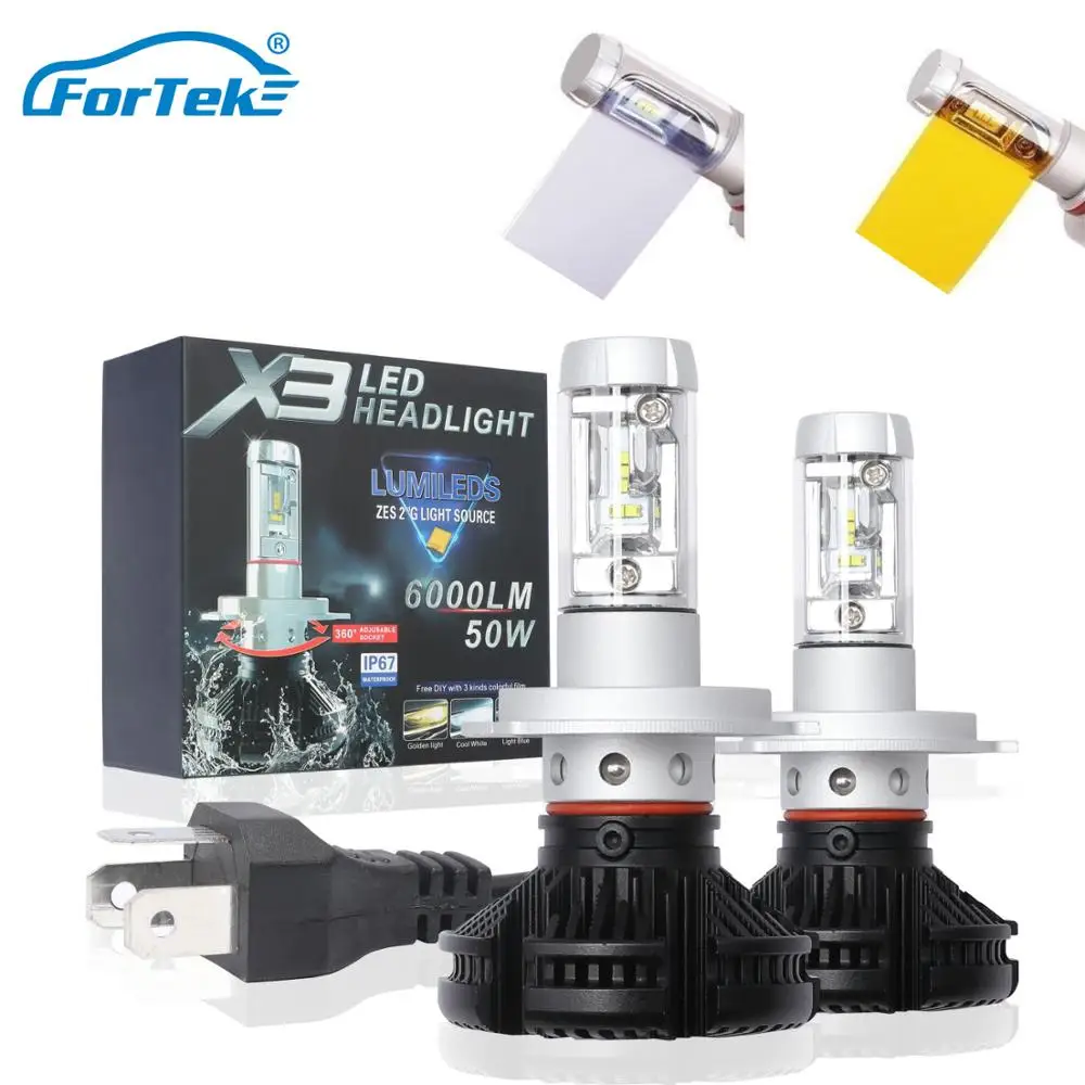 

FORTEK LED Headlight Adjustable Hi/Lo Beam No Fans 3000k/6500k/8000k Bulbs Extremely Bright Fog Light Conversion Kit H1/H4/H11