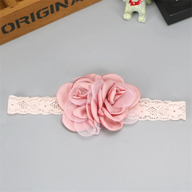 2Pink Flower Baby Child Girl Headband Elastic Comfortable Headwrap Band Hair Accessories for Beautiful Princess Dress Up Sweet