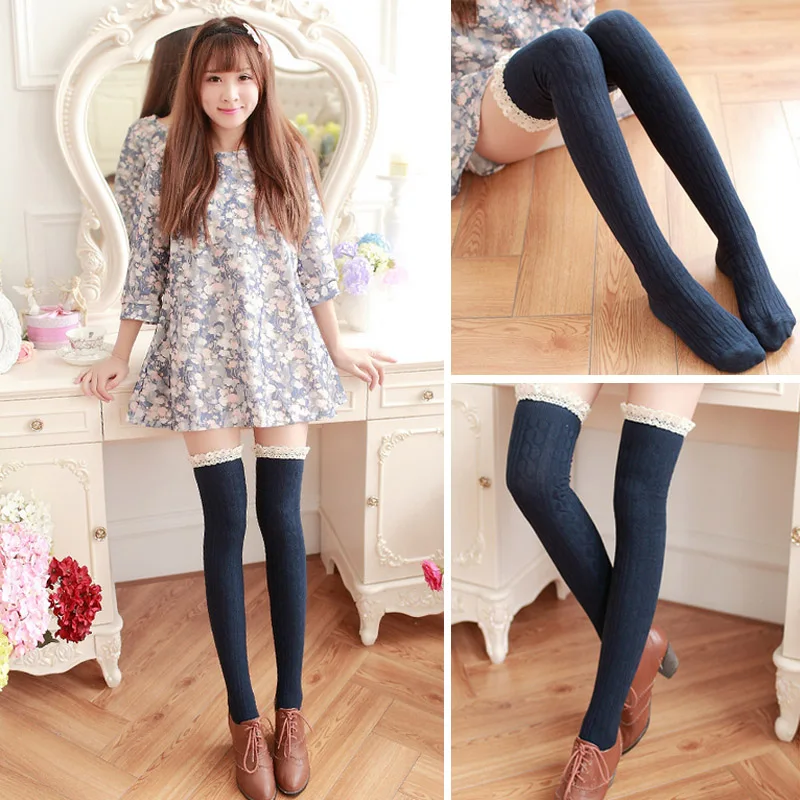 Buy Women Girls Winter New Knee High Long Tights Cute