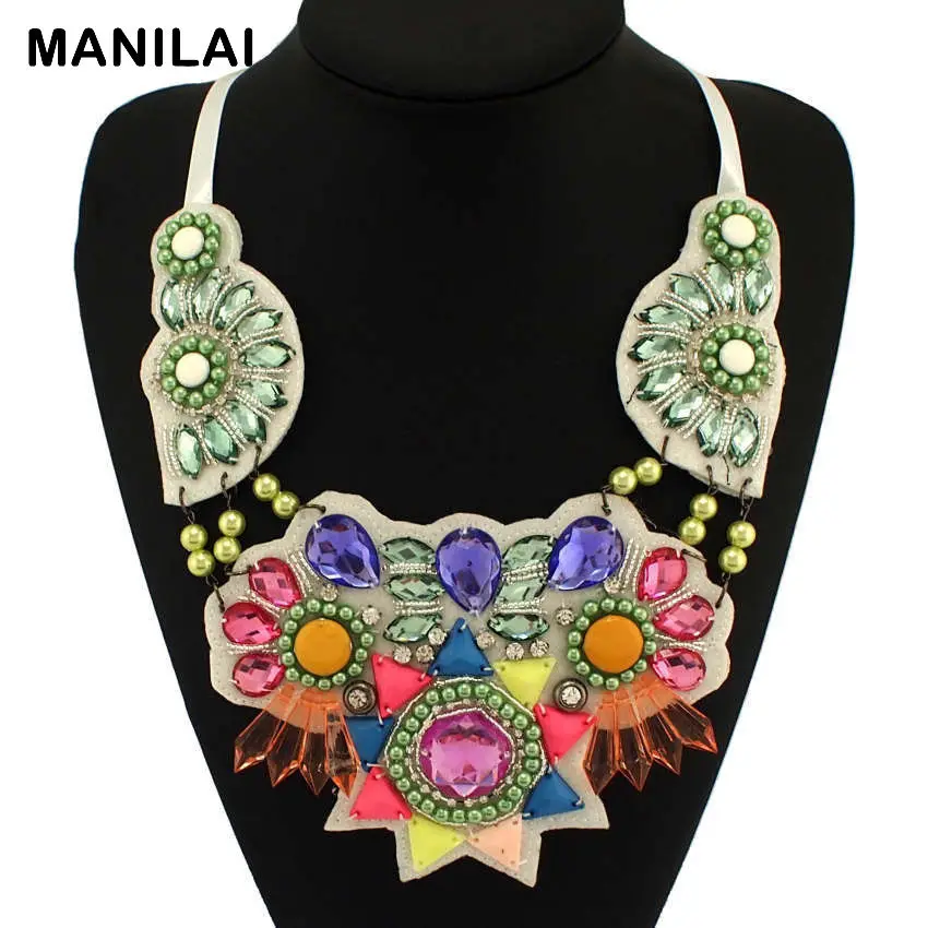 

MANILAI Bohemia Chic Collares Statement Necklace Big Fashion Exaggerated Handmade Jewelry Multicolor Beads Choker Necklace