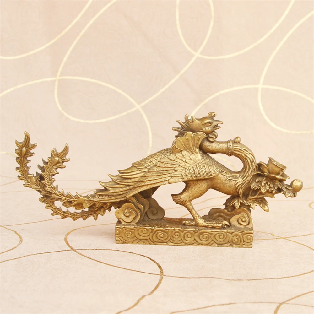 MOEHOMES pure copper, brass,fengshui phoenix statue,Home decor,metal