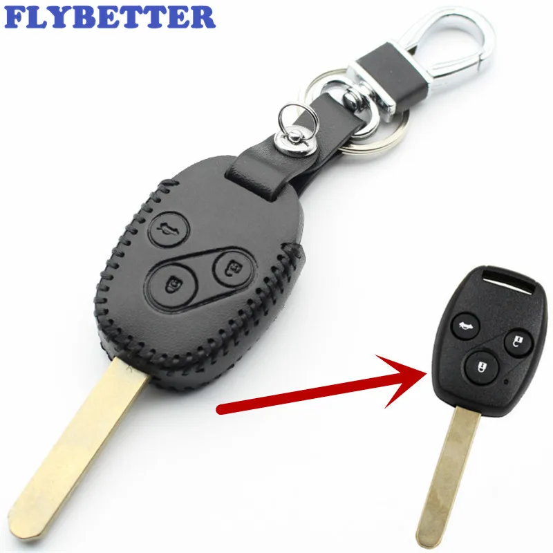 FLYBETTER пояса из натуральной кожи 3 кнопки дистанционного ключа чехол для Honda Accord/Insight/CRV/Civic/Odyssey стайлинга автомобилей L207