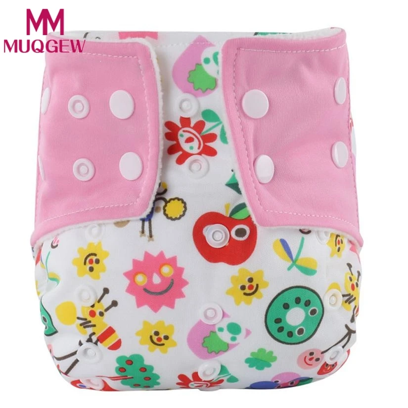 

2018 Washable Baby Cloth Diaper Nappies Cover Waterproof Cartoon Pattern Baby Diapers Reusable Cloth Nappy Suit 0-3years