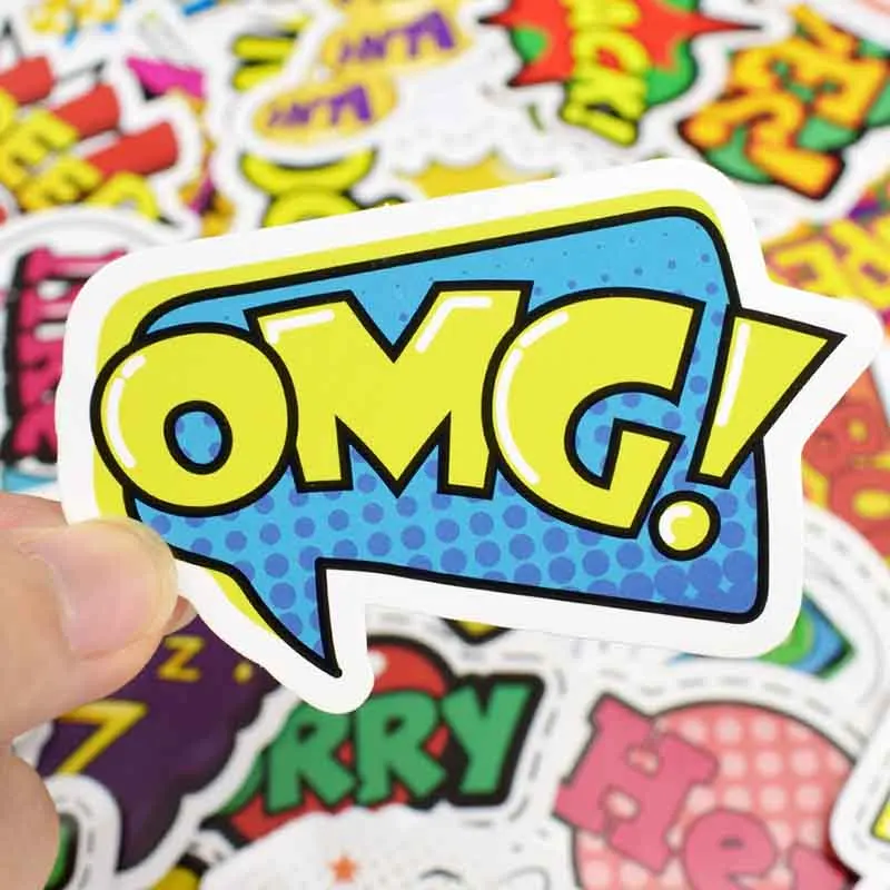 

50 PCS Pop Style Buzzword Sticker Toys for Children Creative Text LOL Stickers Gadget Gift to DIY Scrapbook Laptop Suitcase Bike