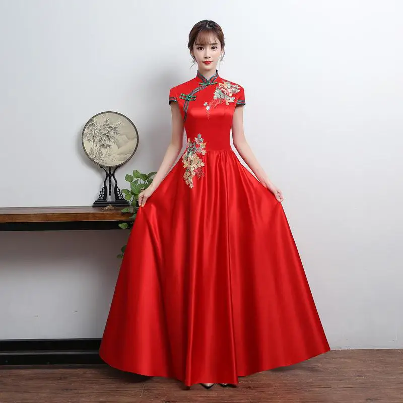 Белое свадебное платье Cheongsam в восточном стиле для женщин ...