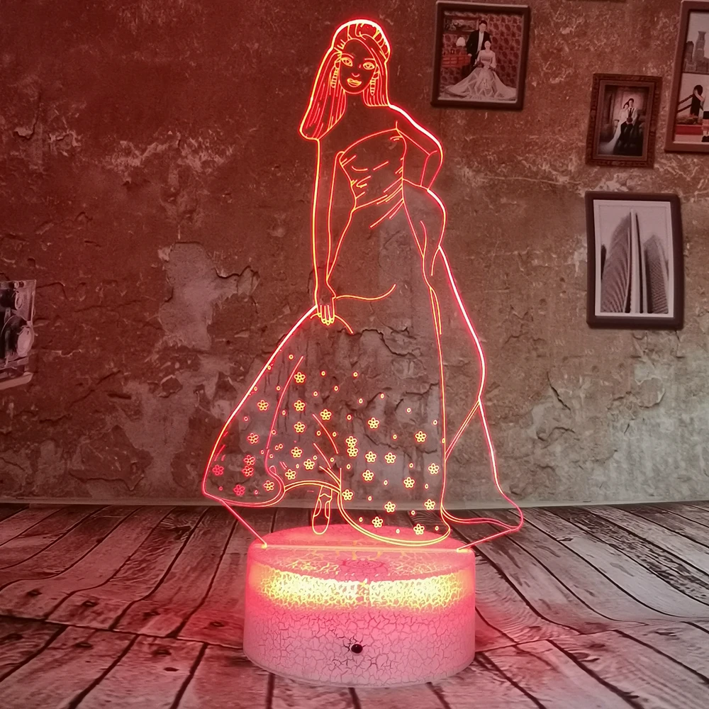 

Drop Shipping Beaytiful Girls Gift 3D Night Light LED 7 Color USB Illusion Gradient Xmas Birthday Gifts Toy Table Desk Lamp Kids