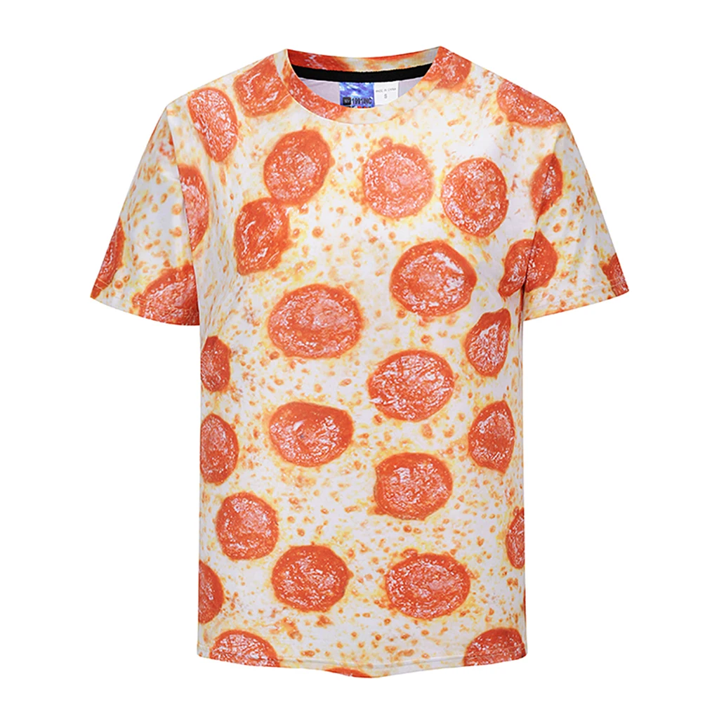 

2019 Brand New Clothing 5 Size O neck Men's T Shirt Men Fashion Tshirts Fitness Casual For Male T-shirt S-2XL Pizza Printed