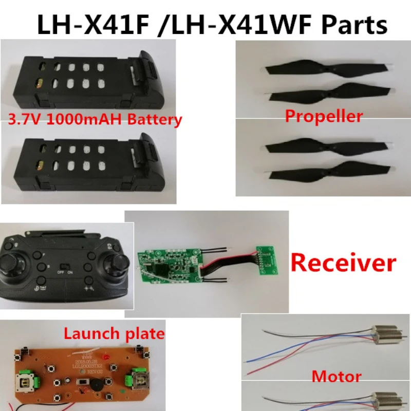 

LH-X41F LH-X41WF WIFI FPV RC drone spare part 2pcs 3.7V 1000mah battery/motor /remote controller/propeller/receiver/Launch plate