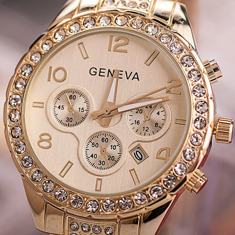 Женские часы, часы reloj mujer, женские наручные часы, relogio reloj, часы Geneva, женские модные Роскошные Кварцевые часы с кристаллами