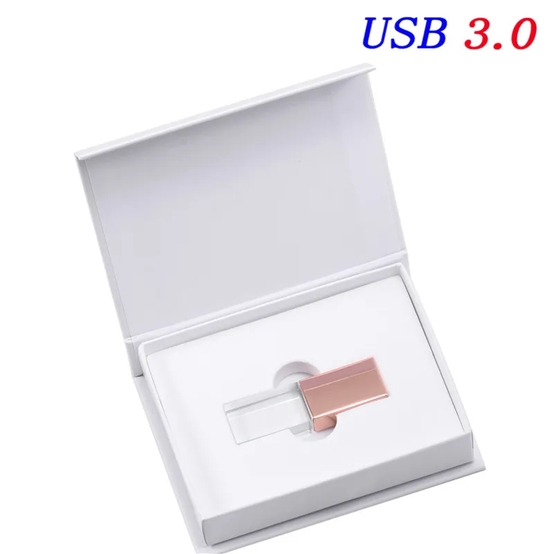 JASTER Кристальный USB флэш-накопитель Пользовательский логотип cle USB 2,0 4 ГБ 16 ГБ 32 ГБ 64 Гб свадебный подарок флешка(более 10 шт. бесплатный логотип - Цвет: Rose gold  box