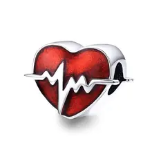 MOWIMO бусины в форме сердцебиения, 925 пробы, серебро, красное сердце, бисер, подходит к оригинальному браслету Pandora, ожерелье для женщин, любовь, ювелирные изделия BKC1151
