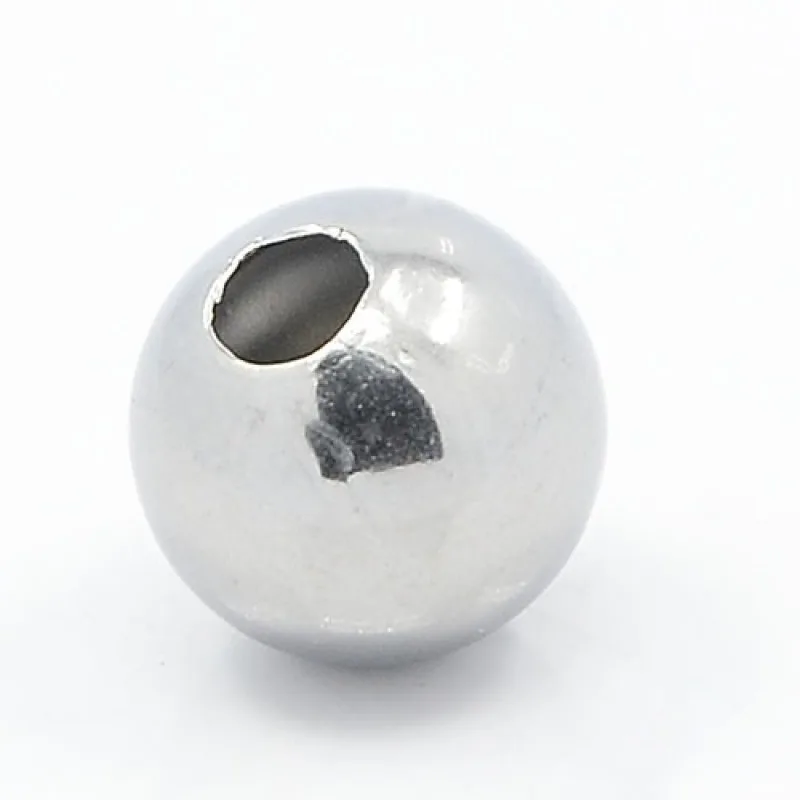 Pandahall 304 круглые бусины из нержавеющей стали 8 мм подходят DIY браслет ожерелье бисер Изготовление ювелирных изделий, цвет нержавеющей стали, отверстие: 3 мм