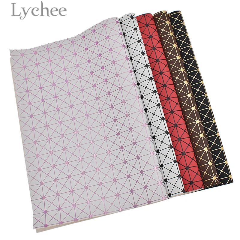 

Lychee Life 29x21cm A4 Grid Embossed PU Fabric High Quality Sewing Synthetic Leather DIY Material For Handbag Garments