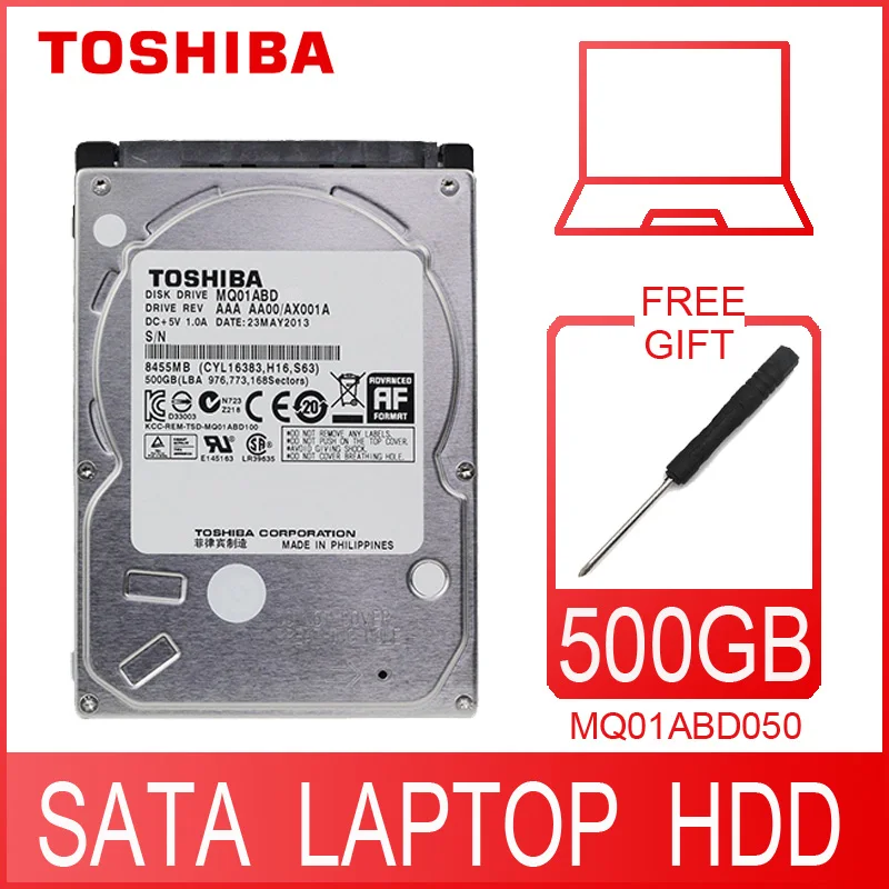 TOSHIBA Laptop 500GB Internal Hard Drive Disk HDD HD 2.5" 5400RPM 8M SATA 2 MQ01ABD050 Original New for Notebook internal hard drive mechanical hard drive hard drive