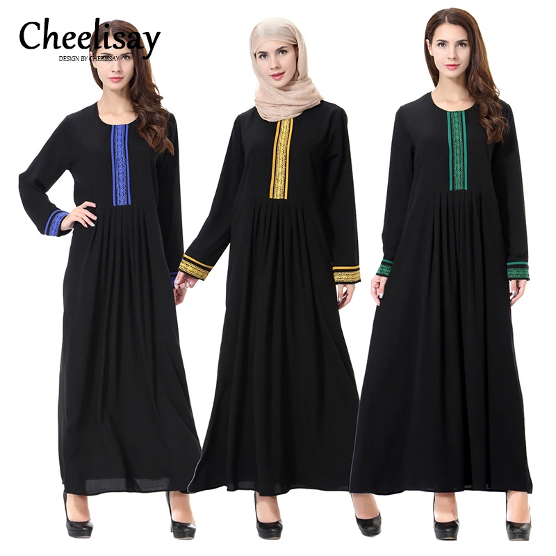 

Casual Embroidery Maxi Dress Muslim Summer Loose Kimono Long Robe Ramadan Middle East Arab Islamic Gowns Hot UAE Eid Gift 2019