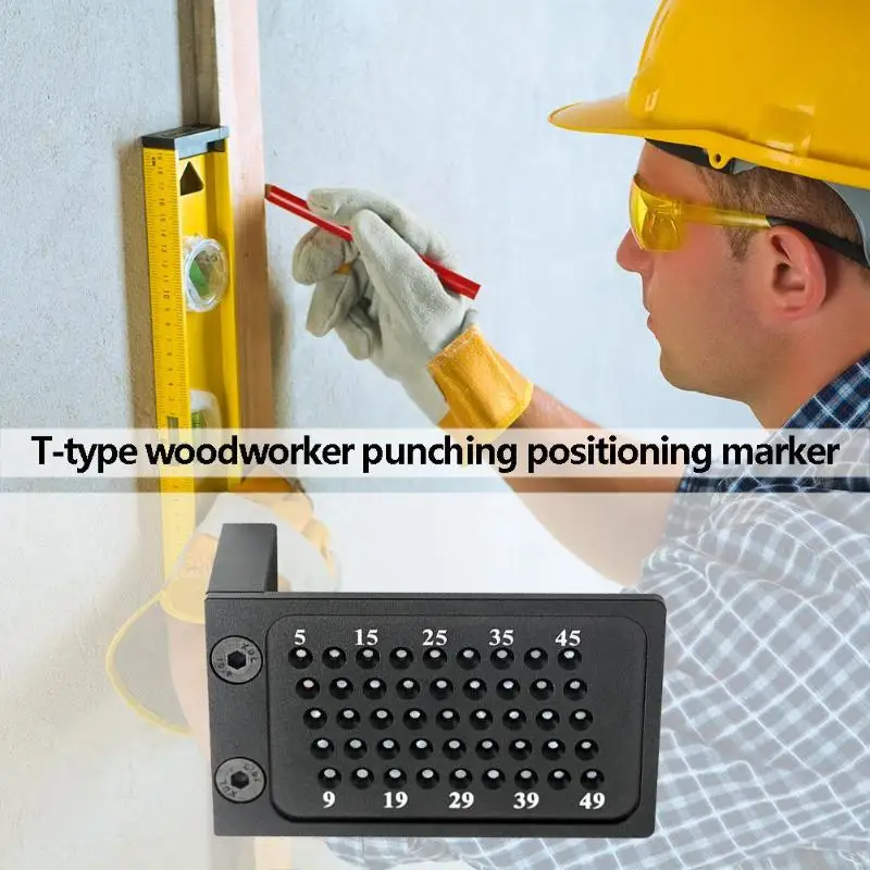  Aluminum Alloy T Type Woodworking Punching Scriber Hole Scribing Gauge Hole Positioning Crossed Gau