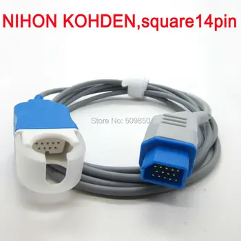 

Free shipping SpO2 extension cable compatible NIHON KOHDEN square14PIN