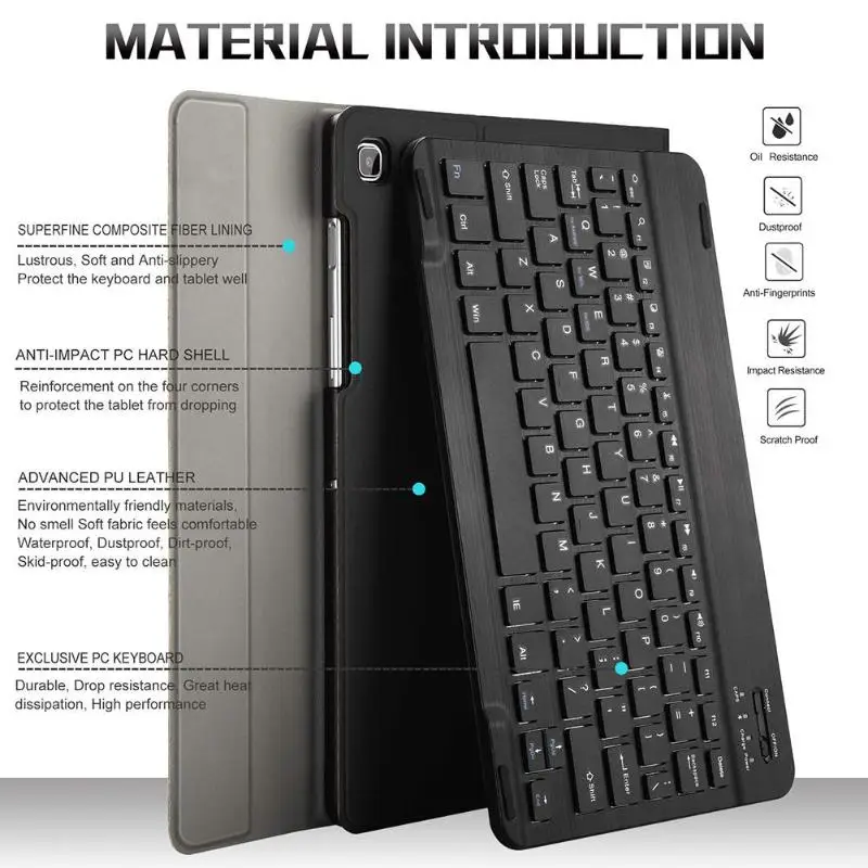 Съемная клавиатура Bluetooth с чехлом для Samsung Galaxy Tab S5e SM-T720